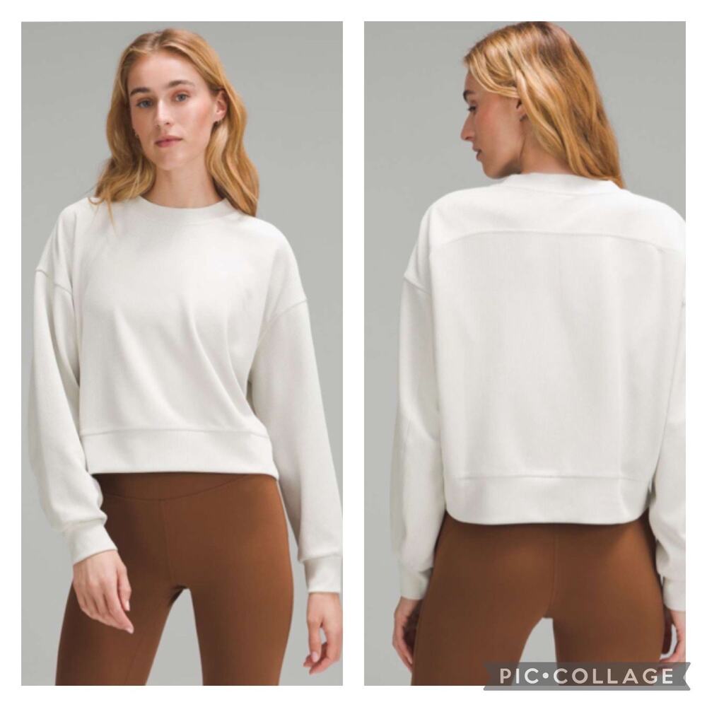 Lululemon Ribbed Softstreme Perfectly Oversized Cropped Crew Bone Size 8